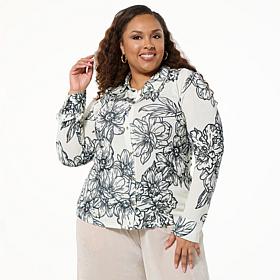 "As Is" Jaclyn Smith Knit Button-Front Shirt