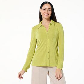 "As Is" Jaclyn Smith Knit Button-Front Shirt