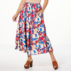 "As Is" Jaclyn Smith Printed Pull-On Full Circle Midi Skirt