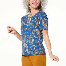 "As Is" Jaclyn Smith Puff Sleeve Ribbed Knit Tee