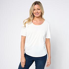 "As Is" Jaclyn Smith Scoop Neck Side Ruched Tee