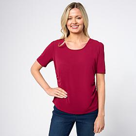 "As Is" Jaclyn Smith Scoop Neck Side Ruched Tee