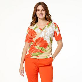 "As Is" Jaclyn Smith Short-Sleeve Ribbed Knit Tee