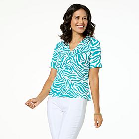 "As Is" Jaclyn Smith Short-Sleeve Ribbed Knit Tee