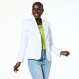 "As Is" Jaclyn Smith Stretch Woven Buttoned Blazer