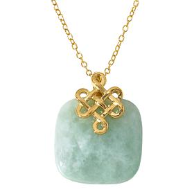 "As Is" Jade of Yesteryear Gold-Plated Cushion Jade Pendant 18" Chain