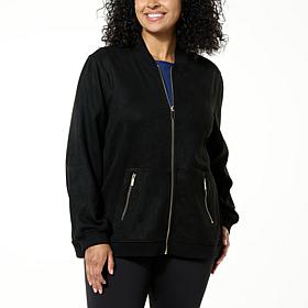"As Is" Joy CleanBoss Luxurious Faux Suede Reversible Bomber Jacket