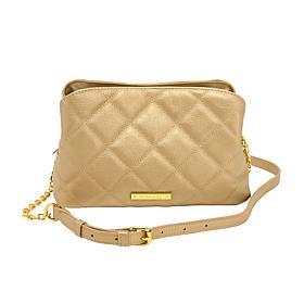 "As Is" Joy Luxe Leather Quilted Chic Triple Section Crossbody Bag