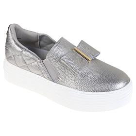 "As Is" Joy Luxe Slip-On Genuine Leather Bow Sneaker w/Orthotic Insole