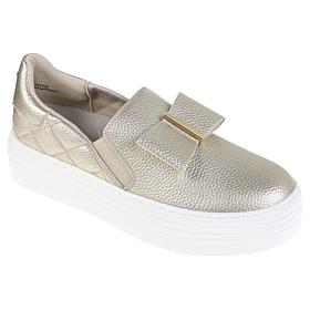 "As Is" Joy Luxe Slip-On Genuine Leather Bow Sneaker w/Orthotic Insole