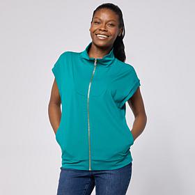 "As Is" Joy Performance Luxe Buttersoft Short Sleeve Full Zip Jacket