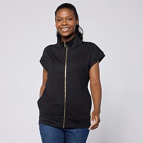 "As Is" Joy Performance Luxe Buttersoft Short Sleeve Full Zip Jacket