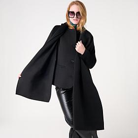 "As Is" KAP by Kaphill Melton Coat with Wrap Scarf
