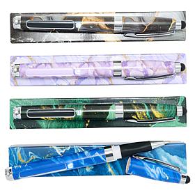 "As Is" Living Glow 4-pack Ballpoint Pen with LED Magnifier and Sty...