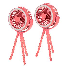 "As Is" Living Glow 5" 3-in-1 Rechargeable Fan 2pk