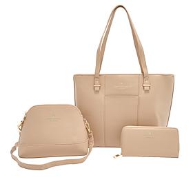 "As Is" London Fog Faux Pebble Leather 3-Piece Tote Set