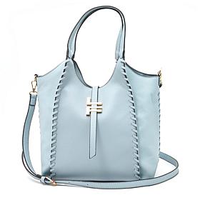"As Is" London Fog Jade Whipstitch Tote Bag with Crossbody Strap