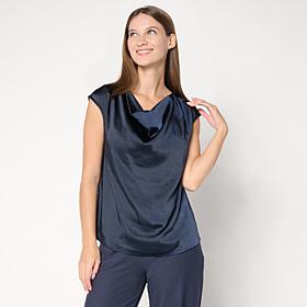 "As Is" MarlaWynne Satin Drape Neck Top