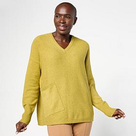 "As Is" MarlaWynne V-Neck Boxy Sweater with Pocket