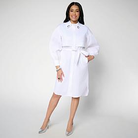"As Is" Megan Renee Grommet Button Down Poplin Dress