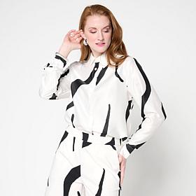 "As Is" Megan Renee Hammered Satin Buttoned Down Top