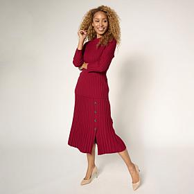 "As Is" Nina Leonard 2-piece Ribbed Sweater Knit Top and Skirt Set