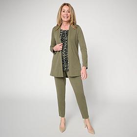 "As Is" Nina Leonard 3-piece Textured Knit Cardigan, Tank & Pant Set