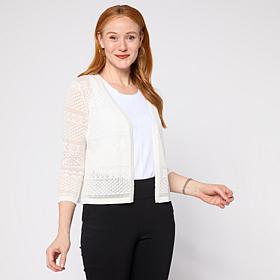 "As Is" Nina Leonard 3/4 Sleeve Sweater Knit Bolero Top
