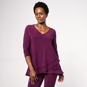 "As Is" Nina Leonard 3/4 Sleeve V Neck Tunic