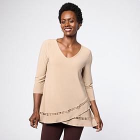 "As Is" Nina Leonard 3/4 Sleeve V Neck Tunic