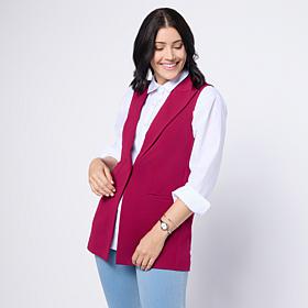 "As Is" Nina Leonard Collared Vest with Pockets