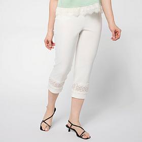 "As Is" Nina Leonard Cropped Pant with Inset Lace