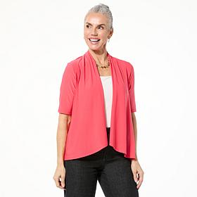 "As Is" Nina Leonard Elbow-Sleeve Drape-Front Bolero