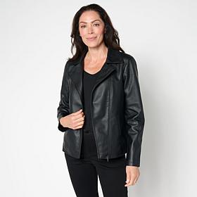 "As Is" Nina Leonard Faux Leather Moto Jacket