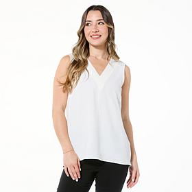 "As Is" Nina Leonard Layered V-Neck Float Tank Top