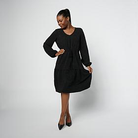 "As Is" Nina Leonard Long Balloon Sleeve V-Neck Dress