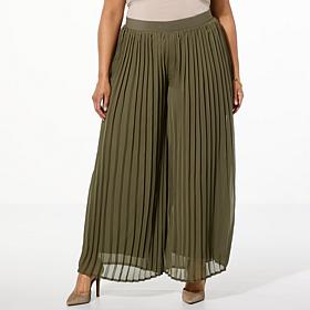 "As Is" Nina Leonard Pleated Chiffon Palazzo Pant