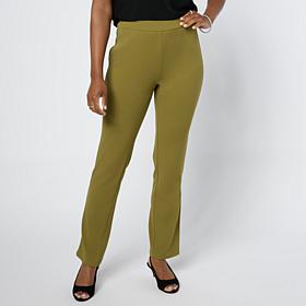 "As Is" Nina Leonard Pull-On Straight-Leg Pant