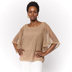 "As Is" Nina Leonard Scoop Neck Dolman Sleeve Knit Top