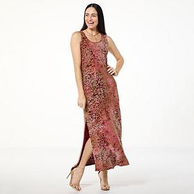 "As Is" Nina Leonard Sleeveless Burnout Tie Dye Maxi Dress