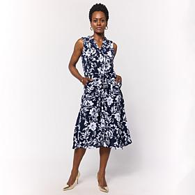 "As Is" Nina Leonard Sleeveless Collared Button Front Dress