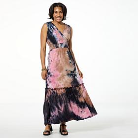 "As Is" Nina Leonard Sleeveless Empire Waist Tie Dye Dress