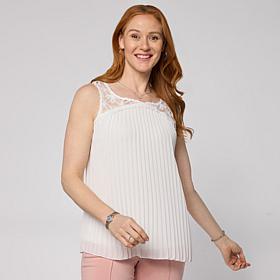 "As Is" Nina Leonard Sleeveless Pleated Chiffon Top
