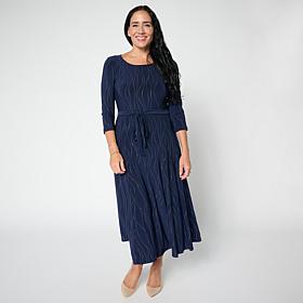 "As Is" Nina Leonard Syliva 3/4-Sleeve Belted Dress