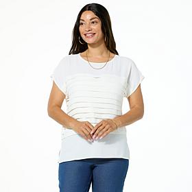 "As Is" Nina Leonard Textured Wave Boatneck Top