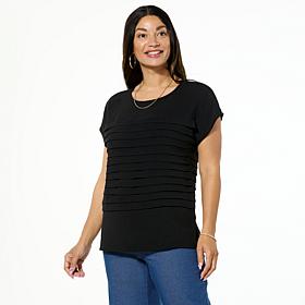 "As Is" Nina Leonard Textured Wave Boatneck Top