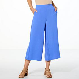 "As Is" Nina Leonard Textured Wave Culotte Pant with Pockets