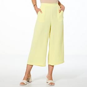 "As Is" Nina Leonard Textured Wave Culotte Pant with Pockets