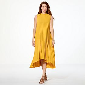 "As Is" Nina Leonard Textured Wave Hi-Low Midi Dress