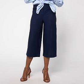 "As Is" Nina Leonard Wide Leg Elastic Waist Crop Pant
